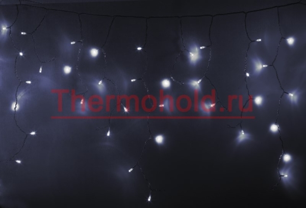 Гирлянда новогодняя Айсикл (бахрома) светодиодный, 4,8 х 0,6 м, прозрачный провод, 220В, диоды Белые