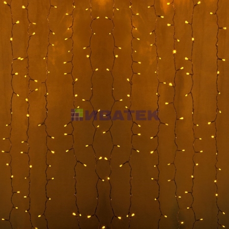 Изображение Гирлянда "Светодиодный Дождь" 2х3м, постоянное свечение, прозрачный провод, 230 В, диоды ЖЁЛТЫЕ  интернет магазин Иватек ivatec.ru