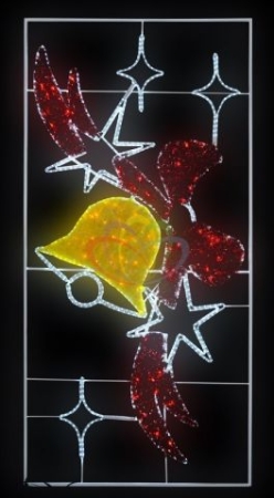 Изображение Фигура световая "Колокольчик с бантом", 320 светодиодов 32м дюралайта, размер 260*125  интернет магазин Иватек ivatec.ru