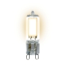 Изображение LED-JCD-4W/WW/G9/CL GLZ01TR Лампа светодиодная, прозрачная. Теплый белый свет (3000К). Картон. ТМ Uniel  интернет магазин Иватек ivatec.ru