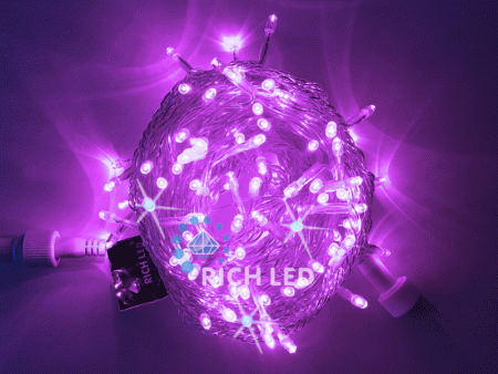 Изображение Светодиодные гирлянды Нить 10 метров, 220 В, мерцание, цвет: фиолет, провод: прозрачный  интернет магазин Иватек ivatec.ru