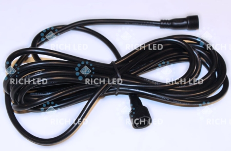 Изображение Удлинитель 2 м, 2 pin, 2-х проводной, черный соединяемый влагозащищенный IP 54 для нитей 10 м, бахромы, занавесов  интернет магазин Иватек ivatec.ru