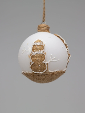 Изображение Новогодний матовый шар коллекция Village Снеговик, диаметр  80 мм  интернет магазин Иватек ivatec.ru