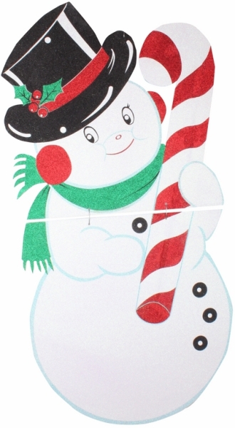 Елочная фигура "Снеговик в шляпе" 175*90 см, цвет белый