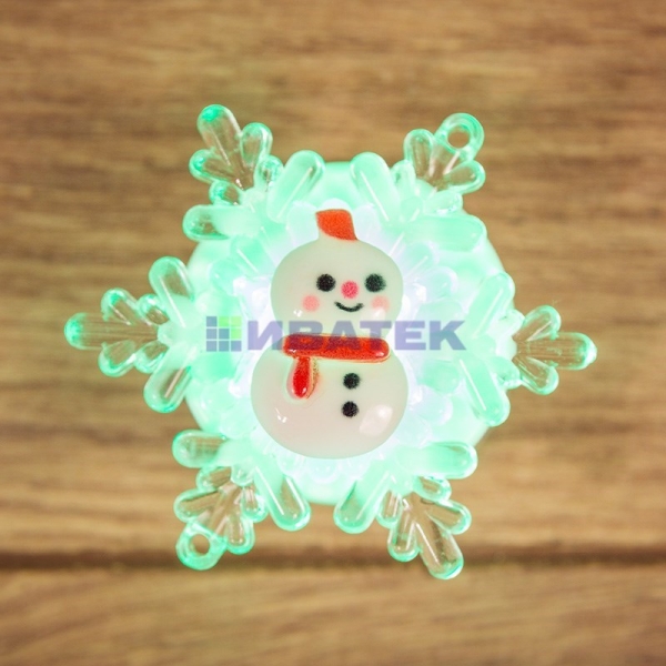 "Снеговик на снежинке" RGB на присоске 5,5*5,5 см