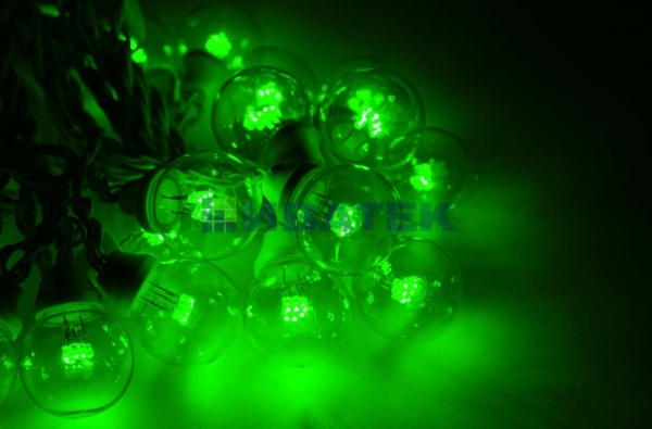 Гирлянда LED Galaxy Bulb String 10м, черный каучук, 30 ламп*6 LED зеленые, влагостойкая IP54