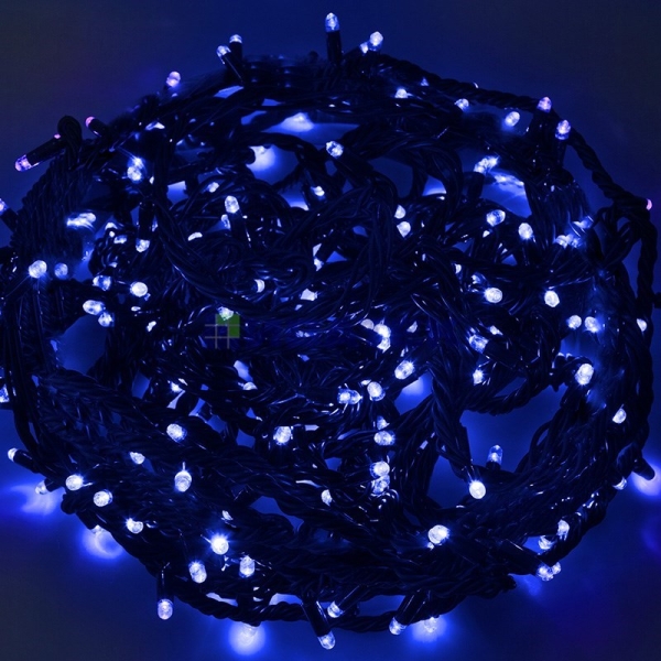 Гирлянда новогодняя "Твинкл Лайт" 20 м, 240 диодов, цвет Синий, черный провод "каучук", Neon-Night