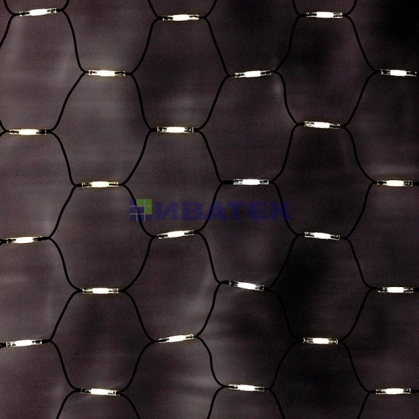 Гирлянда "Сеть" 2x1,5м, черный КАУЧУК, 288 LED ТЕПЛЫЙ БЕЛЫЙ