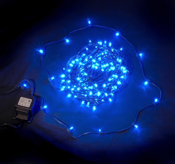 Светодиод. клип-лайт Синий с синим мерцанием (с трасформатором)  LED-LP-200-30M-12V-B-F(B) (FS-00-00000812)