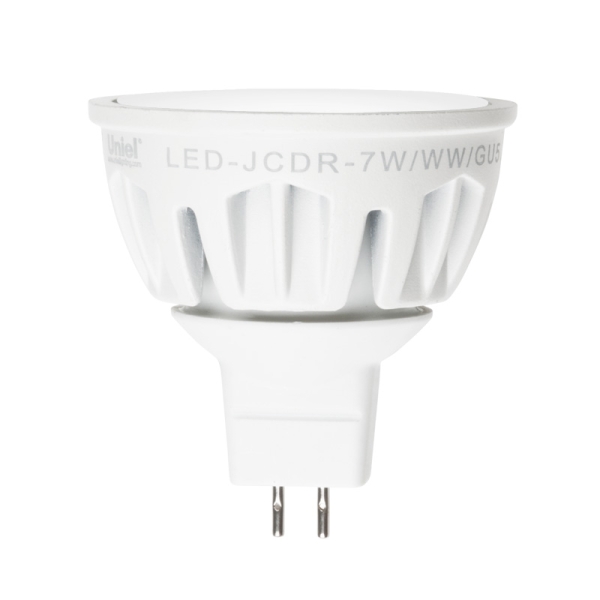 LED-JCDR-7W/WW/GU5.3/FR ALM01WH Лампа светодиодная. Материал корпуса алюминий. Цвет свечения теплый белый. Серия Merli. Упаковка пластик