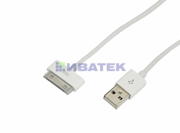 USB кабель для iPhone 4/4S 30 pin шнур 1 м белый REXANT