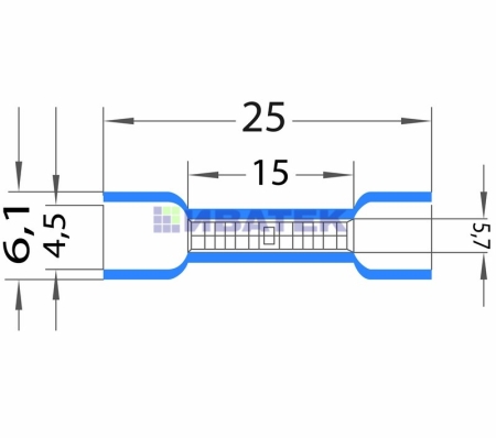 Изображение Соединительная гильза изолированная L-26 мм 1.5-2.5 мм² (ГСИ 2.5/ГСИ 1,5-2,5) синяя REXANT  уп 100шт  интернет магазин Иватек ivatec.ru