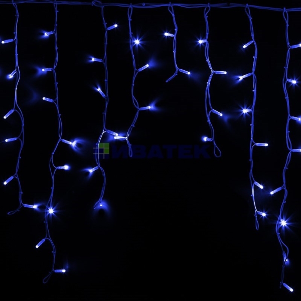 Гирлянда Айсикл (бахрома) светодиодный, 5,6 х 0,9 м, белый провод "КАУЧУК", 230 В, диоды синие, 240 LED NEON-NIGHT