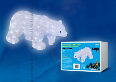 Изображение Светящаяся новогодняя фигура "Белый медведь". ULD-M5829-080/STA WHITE IP20 WHITE BEAR-3  интернет магазин Иватек ivatec.ru