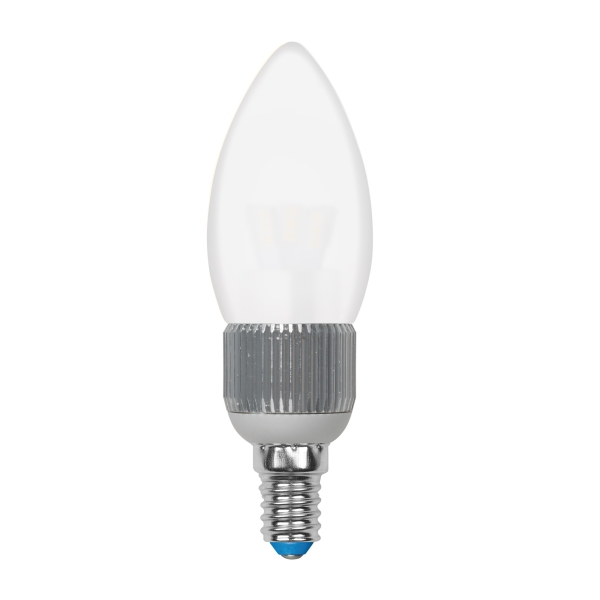 LED-C37P-5W/NW/E14/FR/DIM ALC03SL Лампа светодиодная диммируемая пятилепестковая. Форма "свеча", матовая колба. Материал корпуса алюминий. Цвет свечен