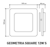 Изображение Светодиодный светильник, бра  Geometria square 12W S-185-WHITE-220-IP44  интернет магазин Иватек ivatec.ru
