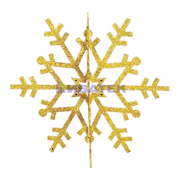 Изображение Елочная фигура "Снежинка резная 3D", 61 см, цвет золотой, упаковка 6 шт  интернет магазин Иватек ivatec.ru