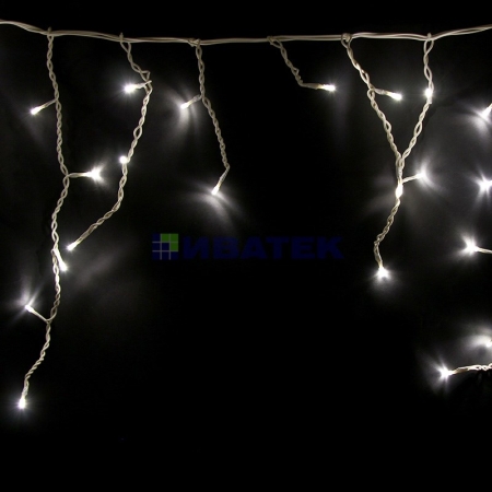 Изображение Гирлянда новогодняя Айсикл (бахрома) светодиодный, 1,8 х 0,5 м, прозрачный провод, 220В, диоды Белые  интернет магазин Иватек ivatec.ru
