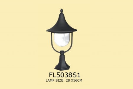 Изображение FL-5038S1 Фонарь с подставкой 28*56 см, IP 55. энергосберегающая лампа 15W, 220V, Аллюминий, прозрачное стекло Б/лампы  интернет магазин Иватек ivatec.ru