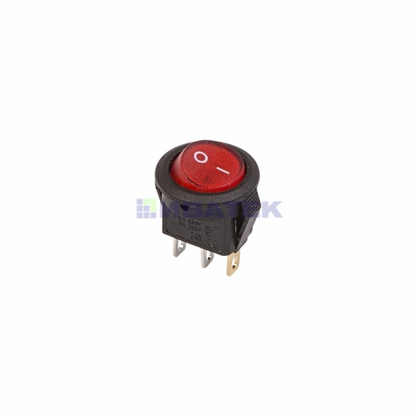 Выключатель клавишный круглый 250V 3А (3с) ON-OFF красный  с подсветкой  Micro  REXANT  (уп 10шт)