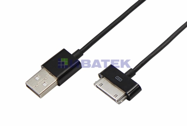 USB кабель для iPhone 4/4S 30 pin шнур 1 м черный(упак/10шт.)