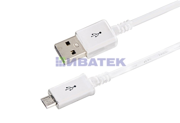 USB кабель microUSB длинный штекер 1 м белый