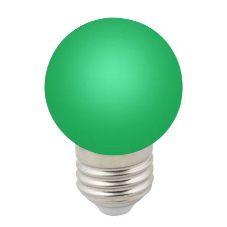 Изображение LED-G45-1W/GREEN/E27/FR/С Лампа декоративная светодиодная. Форма "шар", матовая. Цвет зеленый. Картон. ТМ Volpe.  интернет магазин Иватек ivatec.ru