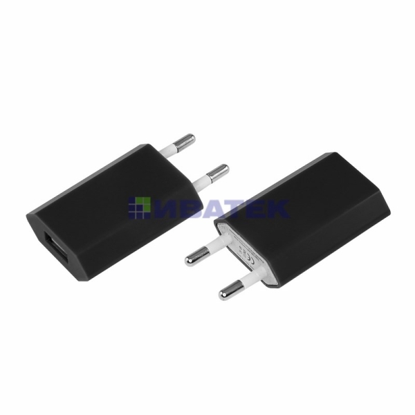 Изображение Сетевое зарядное устройство для iPhone USB (СЗУ) (1000 mA) черное  интернет магазин Иватек ivatec.ru