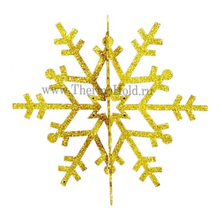 Изображение Елочная фигура "Снежинка резная 3D", 61 см, цвет золотой, упаковка 6 шт  интернет магазин Иватек ivatec.ru