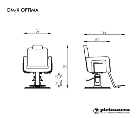 Изображение Кресло парикмахерское OM-X UNISEX OPTIMA Pietranera, арт. 322B.103  интернет магазин Иватек ivatec.ru