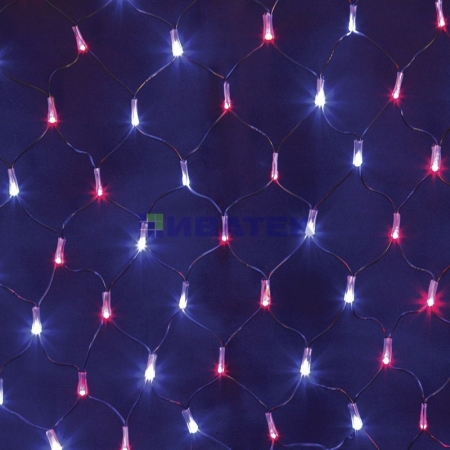 Изображение Гирлянда новогодняя - сеть светодиодная 2 х 0.7м, свечение с динамикой, черный провод, красно/Синие  интернет магазин Иватек ivatec.ru
