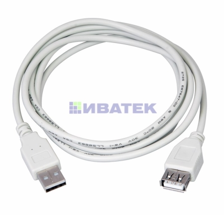 Изображение Кабель USB (шт. USB A - гн. USB A) 3 метра, серый REXANT  интернет магазин Иватек ivatec.ru