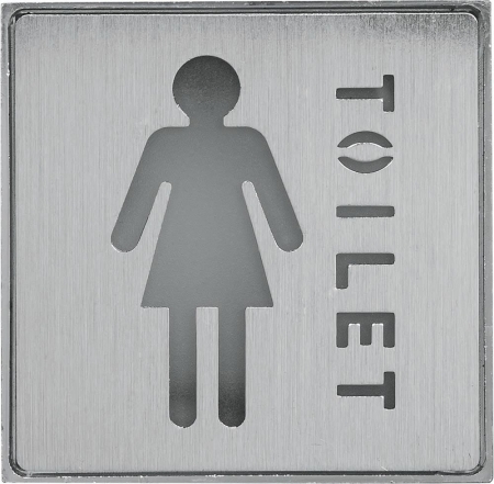 Изображение Аккумуляторная вывеска, EL54 1 LED  AC "Туалет женский" красный 110*110*20 мм, серебристый  интернет магазин Иватек ivatec.ru