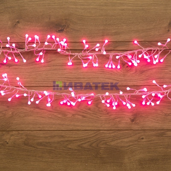 Гирлянда новогодняя "Мишура LED"  6 м 576 диодов, цвет розовый