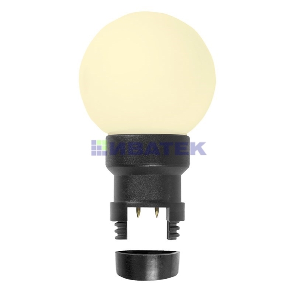 Лампа шар 6 LED вместе с патроном для белт-лайта, цвет: ТЕПЛЫЙ БЕЛЫЙ, Ø45мм, белая матовая колба