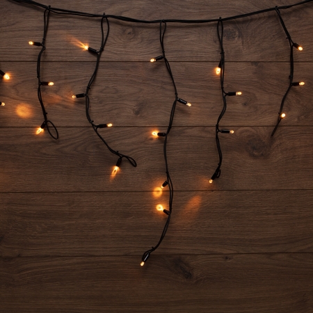 Изображение Гирлянда «Айсикл» («Бахрома») светодиодная 5х0,7 м, 152 LED, черный провод каучук, теплое белое свечение NEON-NIGHT  интернет магазин Иватек ivatec.ru