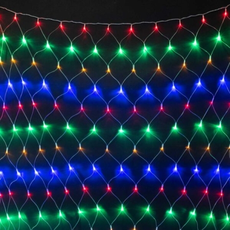 Изображение 17-023 Светодиодная Сеть 2 x 2 м Разноцветная 24В, 256 LED, Провод Прозрачный ПВХ, IP54  интернет магазин Иватек ivatec.ru