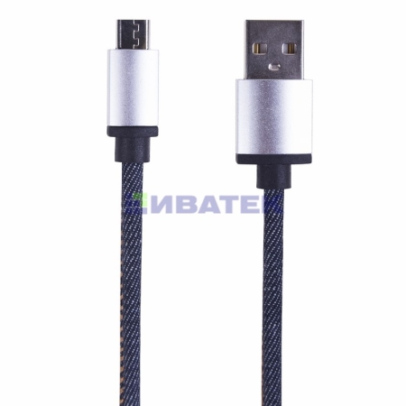 Изображение USB кабель microUSB, шнур в джинсовой оплетке REXANT  интернет магазин Иватек ivatec.ru