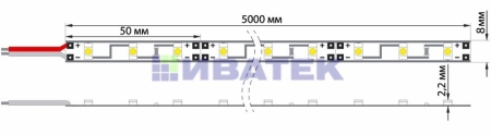 Изображение LED лента силикон, 8мм, IP65, SMD 2835, 60 LED/m, 12V, желтая  интернет магазин Иватек ivatec.ru