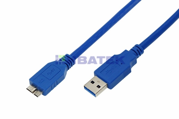 Кабель micro USB-A 3.0 штекер - USB 3.0 штекер, длина 3 метра, синий (PE пакет) REXANT