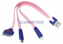 Изображение USB 3 в 1 кабель Lightning/30pin/micro USB/PVC/flat/pink/0,15m/REXANT  интернет магазин Иватек ivatec.ru