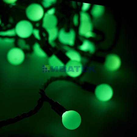 Изображение Гирлянда новогодняя "LED - шарики", диаметр 17,5мм  20 м, цвет свечения Зеленый, 220В, Neon-Night  интернет магазин Иватек ivatec.ru