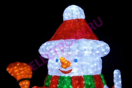 Изображение IMD-SNMAN-01 Снеговик 3D белый в красном полушубке, красной шапке с метлой и лопатой, 2664 led, H170см,W125см, 24V, мощность 130W, 1шт/кор.  интернет магазин Иватек ivatec.ru