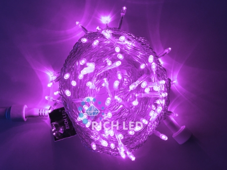 Изображение Светодиодные гирлянды Нить 10 метров, 220 В, постоянное свечение, цвет: фиолет, провод: прозрачный  интернет магазин Иватек ivatec.ru