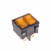 Изображение Выключатель клавишный 250V 6А (6с) ON-OFF желтый с подсветкой ДВОЙНОЙ  Mini  REXANT  (уп 10шт)  интернет магазин Иватек ivatec.ru
