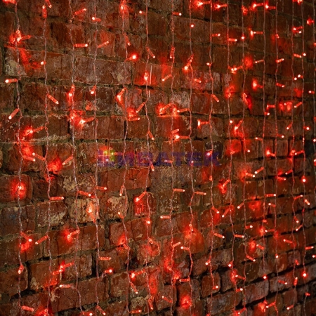 Изображение Гирлянда "Светодиодный Дождь" 2х1,5м, постоянное свечение, прозрачный провод, 220В, диоды КРАСНЫЕ  интернет магазин Иватек ivatec.ru