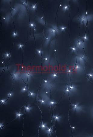 Изображение Гирлянда "Светодиодный Дождь"  1,5х1,5м, свечение с динамикой, прозрачный провод, 220В, диоды БЕЛЫЕ  интернет магазин Иватек ivatec.ru