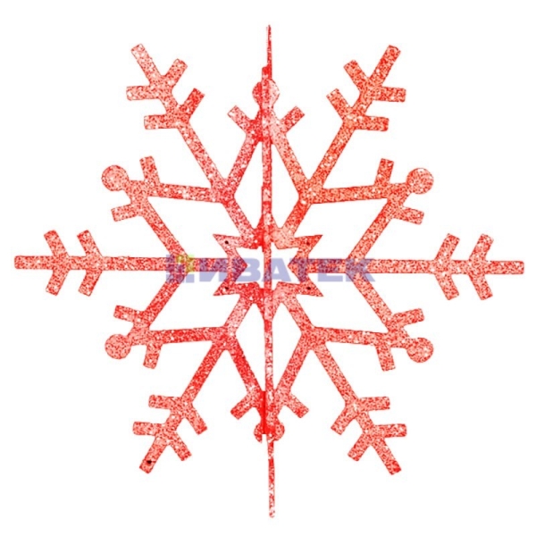 Изображение Елочная фигура "Снежинка резная 3D", 61 см, цвет красный, упаковка 6 шт  интернет магазин Иватек ivatec.ru