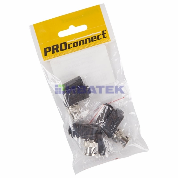 Разъем высокочастотный на кабель, штекер BNC под винт с колпачком, угловой, (3шт.) (пакет)  PROconnect