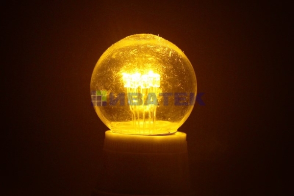 Лампа для новогодней гирлянды "Белт-лайт" шар LED е27 DIA 45, 6 желтых светодиодов, эффект лампы нак